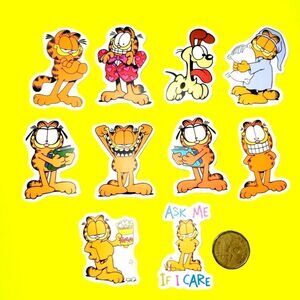 3/20 Brand New 10x Garfield Waterproof Stickers